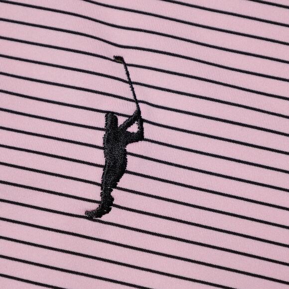 Peter Millar Pink Black Striped Summer Comfort Polo Shirt Mens Size XL - Picture 12 of 15